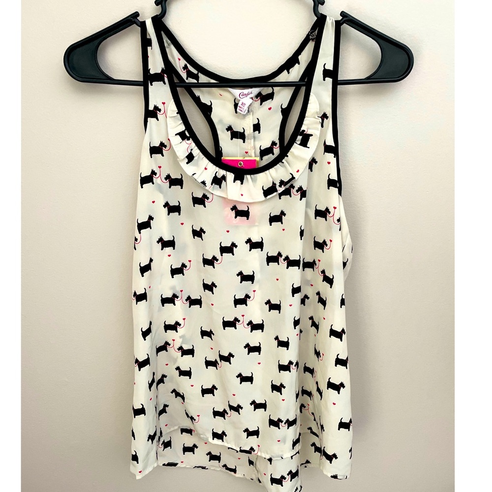 Candies Scottie Print Blouse NWT